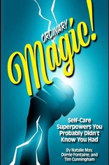 article cover with the words ordinary magic and superhero fist behind.